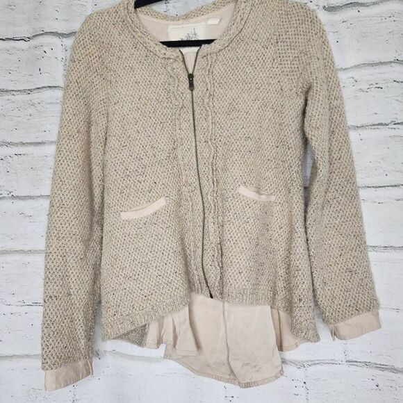 Angel of the North Envalira Wool Blend Tweed Blazer Jacket Beige Size Small - Picture 3 of 12
